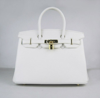 Hermes Birkin 30Cm Togo Leather Handbags White Gold